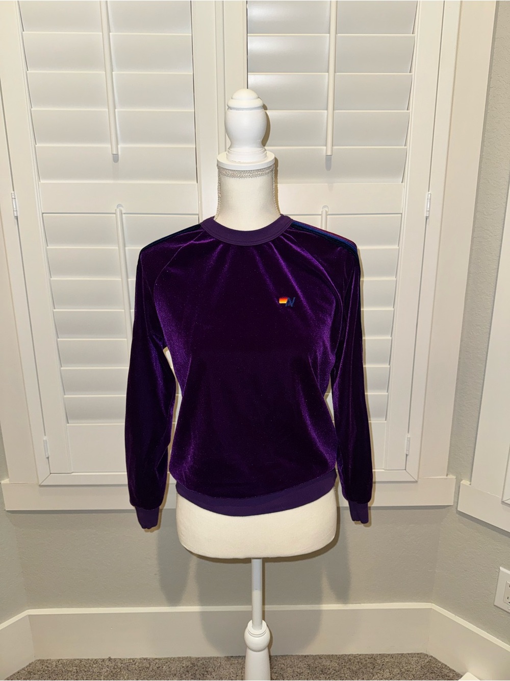 Aviator Nation Purple Velvet Crewneck Sweater